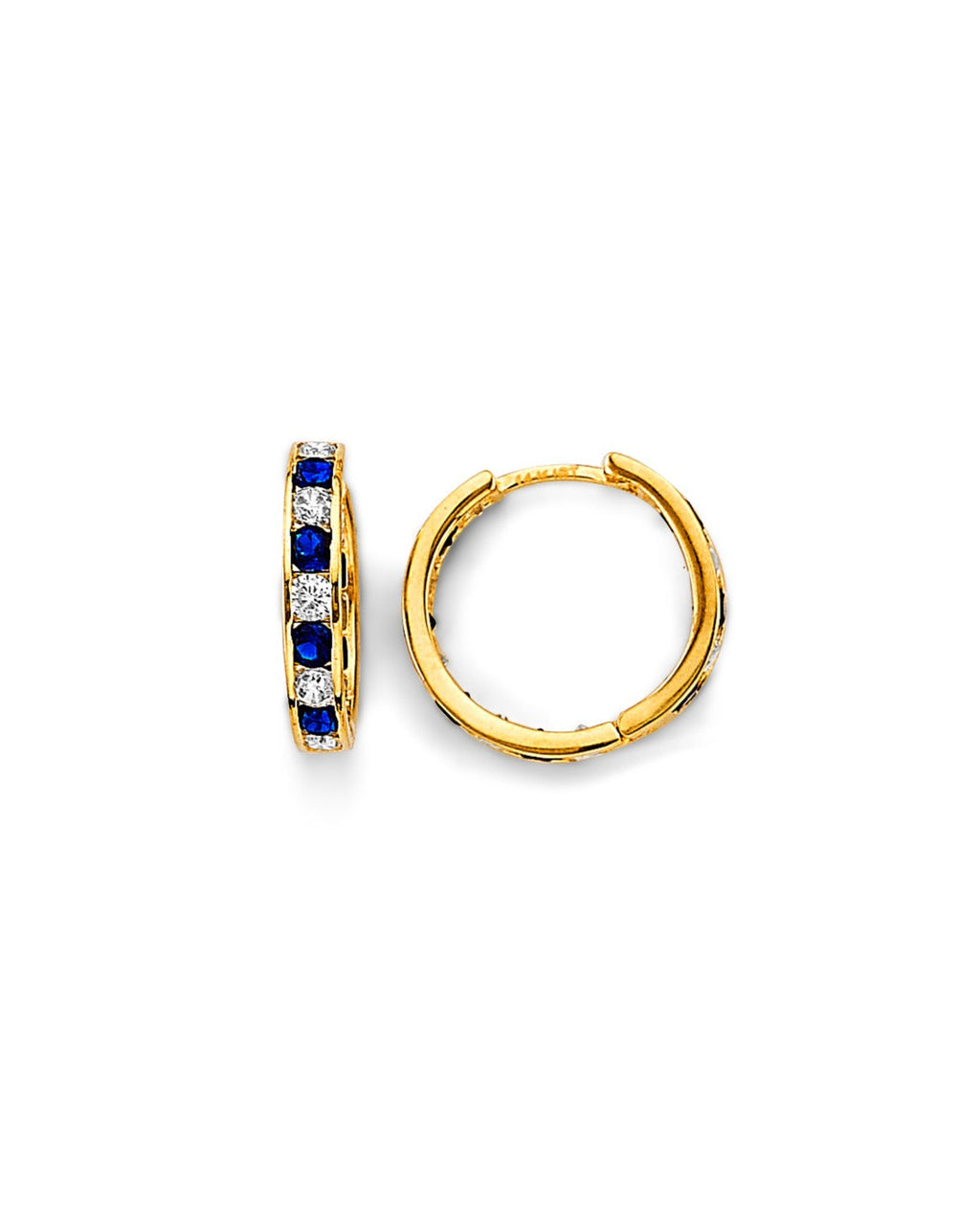 14K Yellow Gold CZ Channel Huggies Earrings (ER-2016)