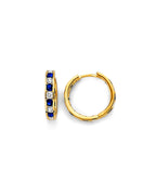 14K Yellow Gold CZ Channel Huggies Earrings (ER-2016)