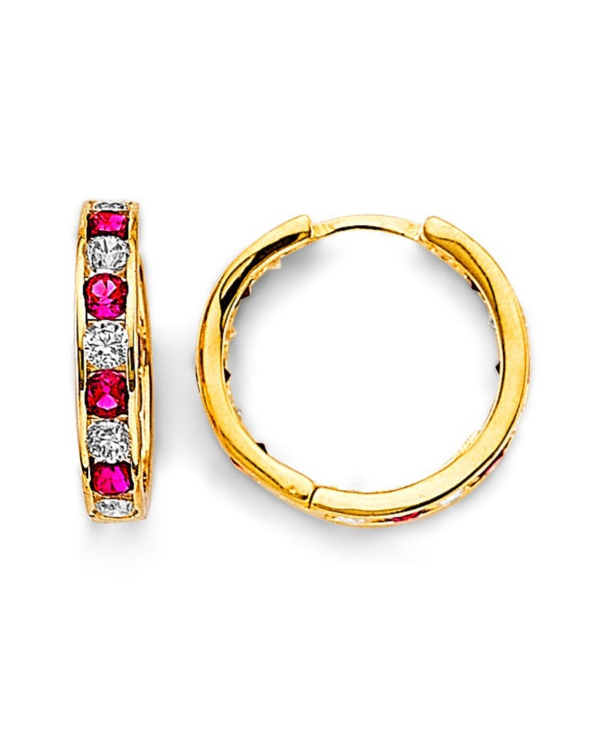 14K Yellow Gold CZ Channel Huggies Earrings (ER-2017)