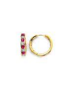 14K Yellow Gold CZ Channel Huggies Earrings (ER-2017)