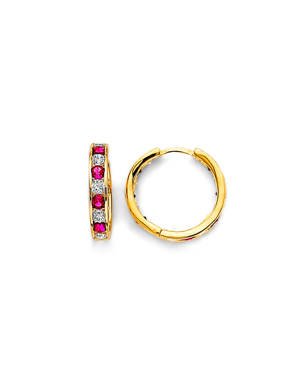 14K Yellow Gold CZ Channel Huggies Earrings (ER-2017)