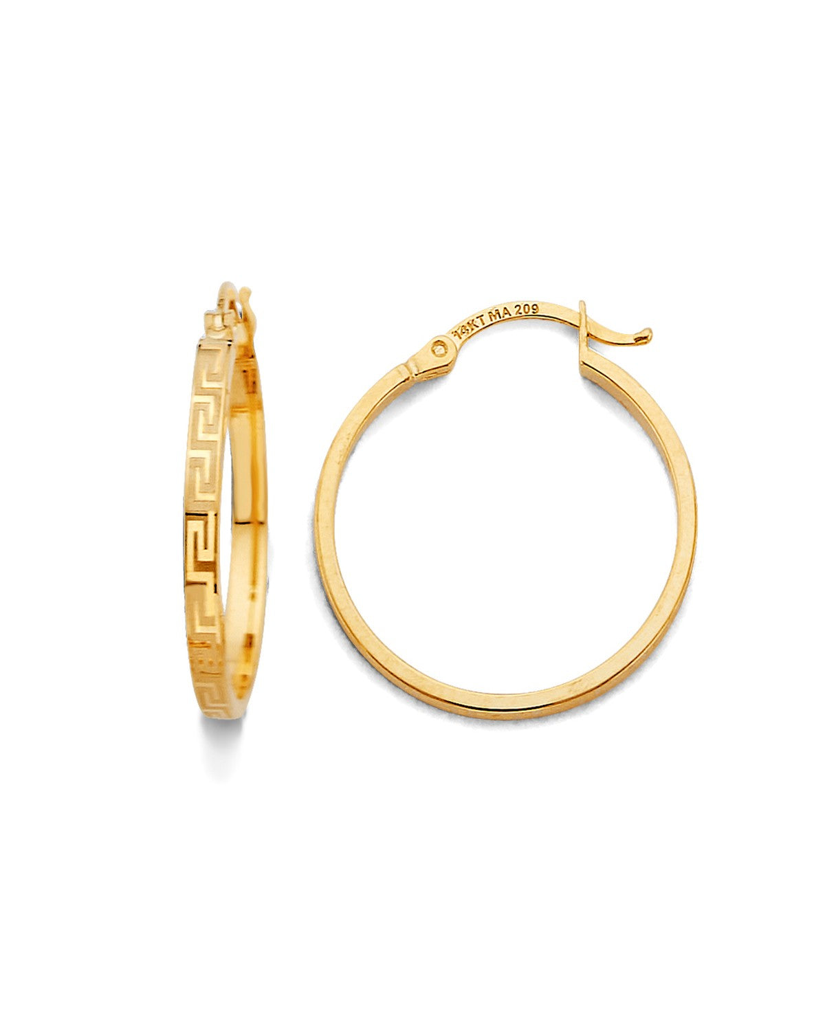 14K Yellow Gold Greek Design Hoop Earrings (ER-2047)
