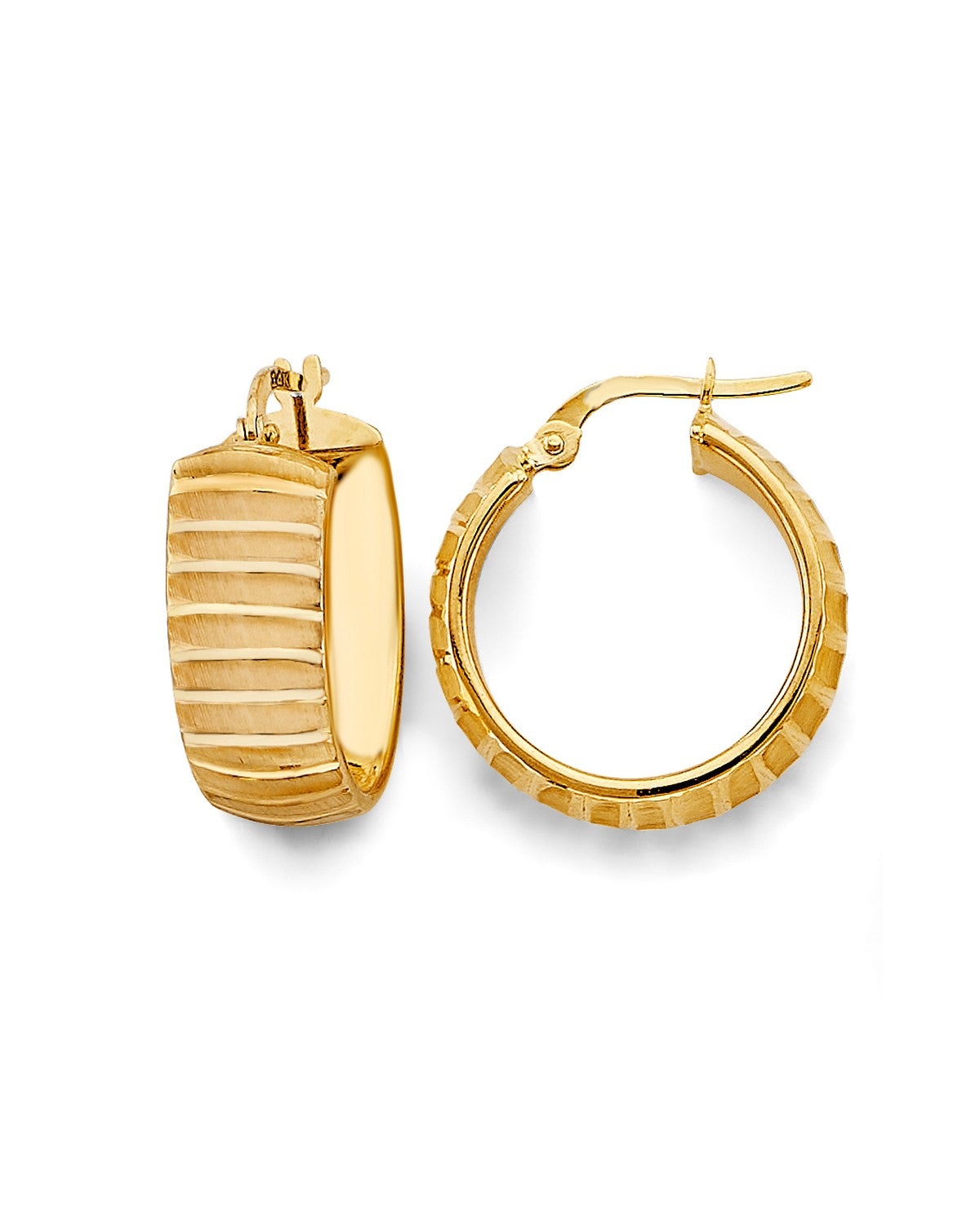 14K Yellow Gold Round DC Shiny Hoop Earrings (ER-2050)