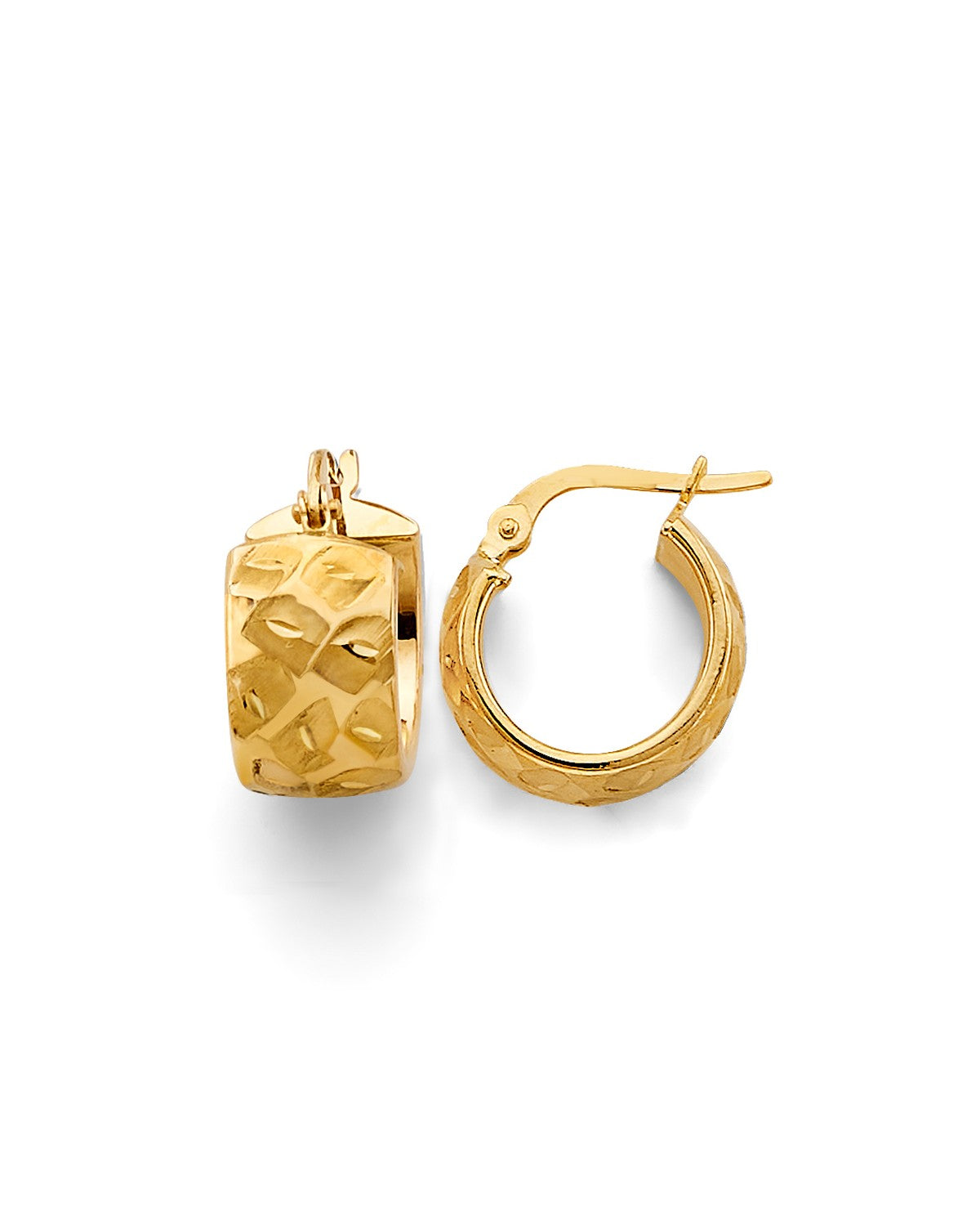 14K Yellow Gold Shiny DC Huggies Earrings (ER-2053)