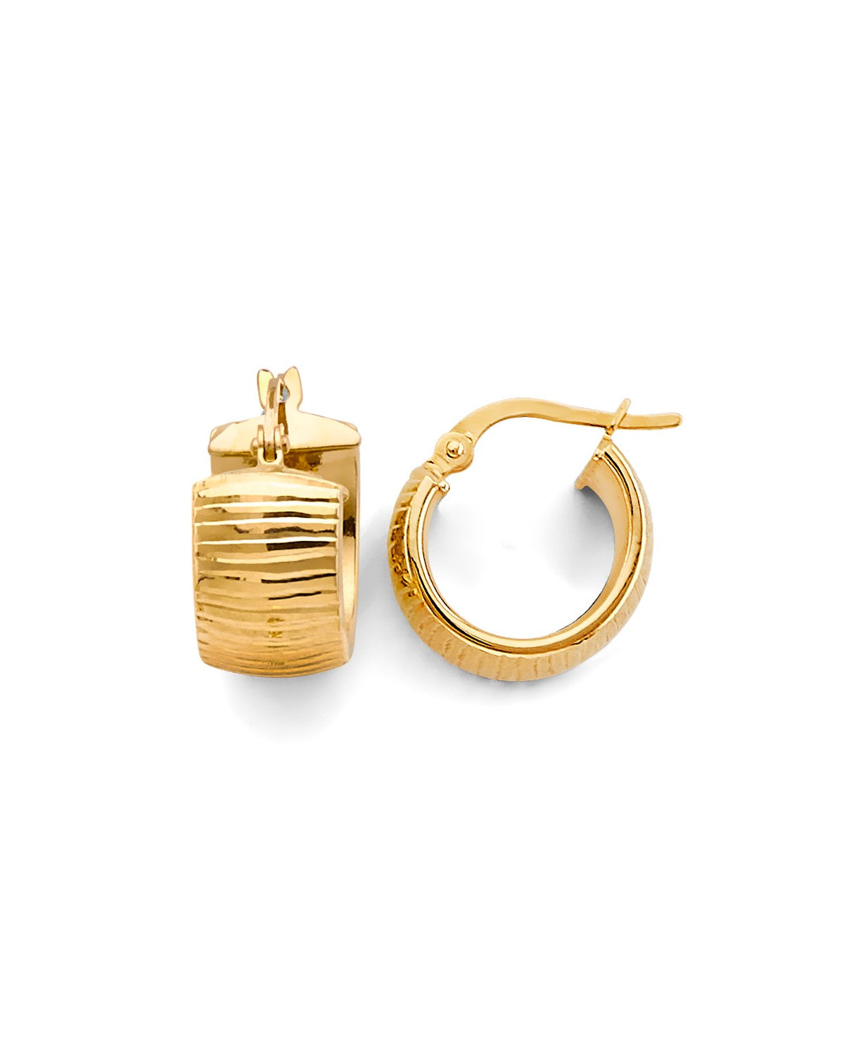 14K Yellow Gold Shiny DC Huggies Earrings (ER-2055)