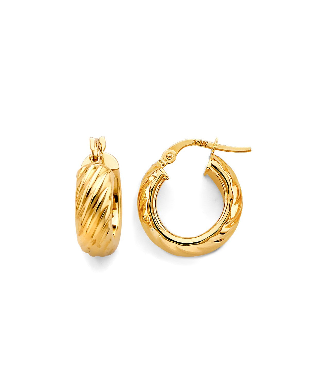 14K Yellow Gold Shiny DC Huggies Earrings (ER-2056)