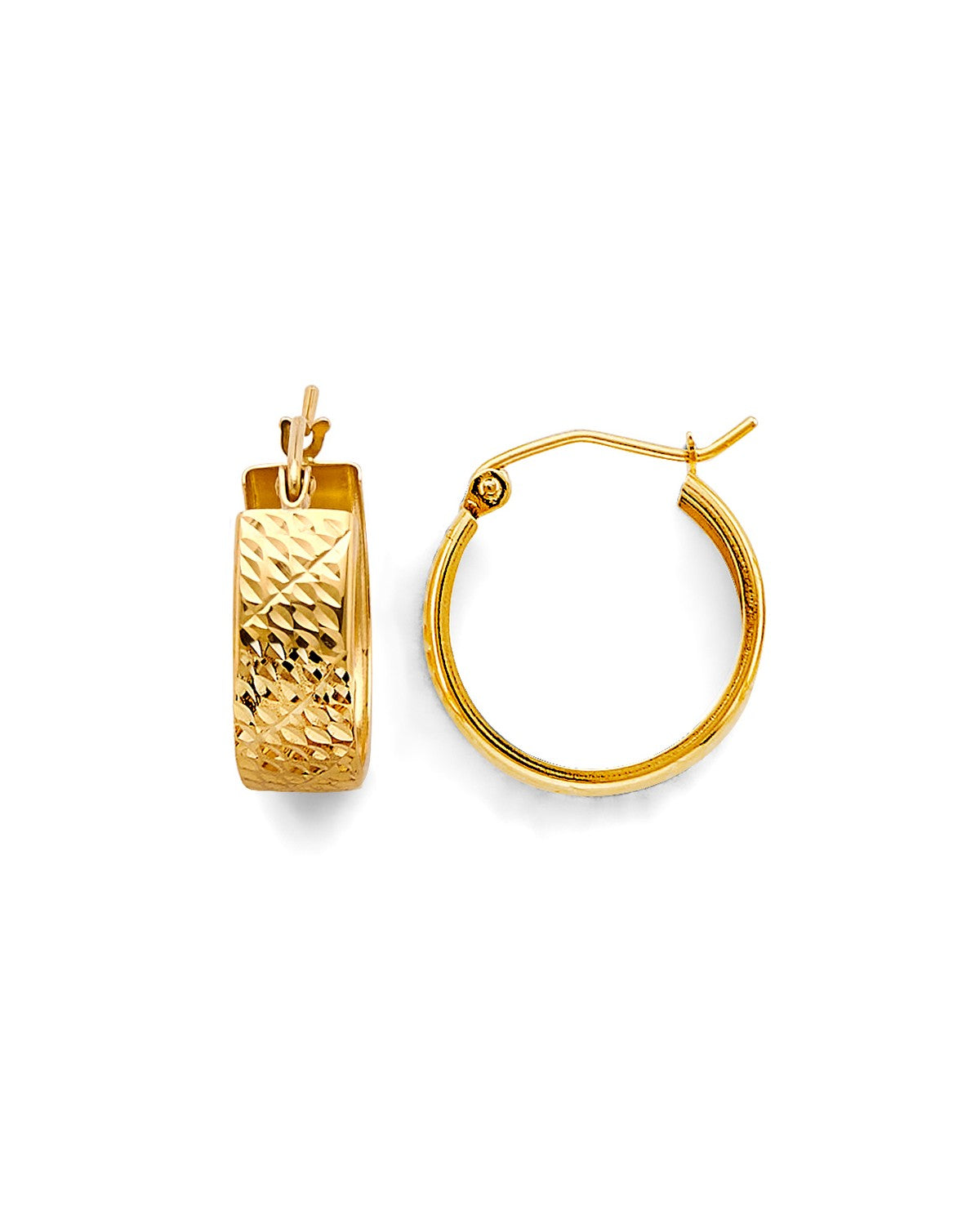 14K Yellow Gold Shiny DC Huggies Earrings (ER-2057)