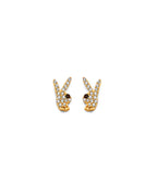 14K Yellow Gold CZ Rabbit Push Back Earrings (ER-2068)