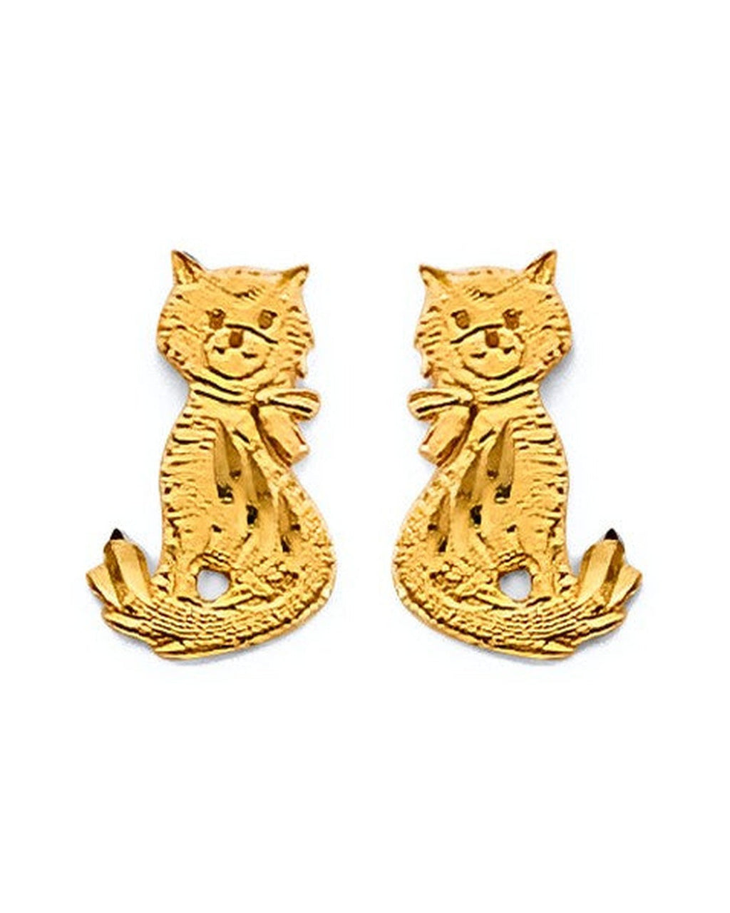 14K Yellow Gold Cat Push Back Earrings (ER-2088)