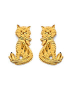 14K Yellow Gold Cat Push Back Earrings (ER-2088)