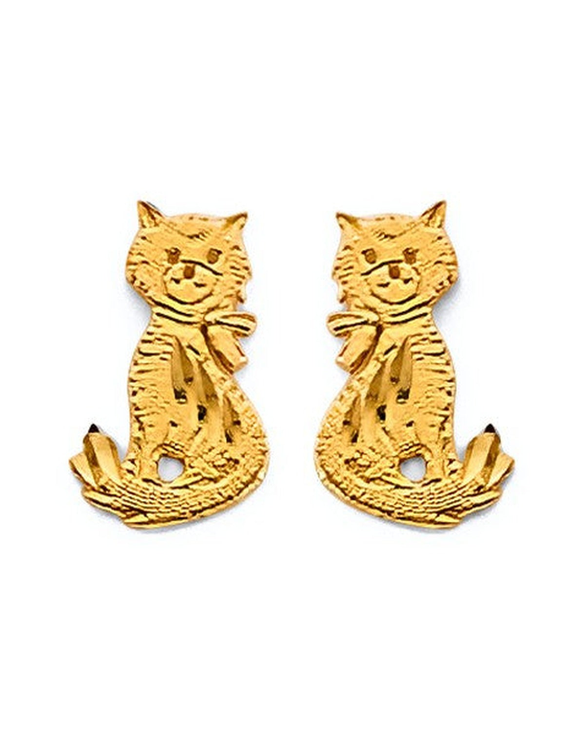 14K Yellow Gold Cat Push Back Earrings (ER-2088)