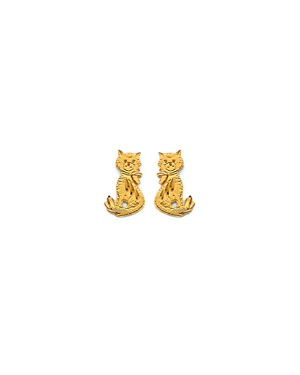14K Yellow Gold Cat Push Back Earrings (ER-2088)