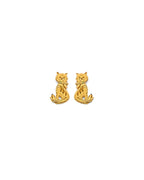 14K Yellow Gold Cat Push Back Earrings (ER-2088)