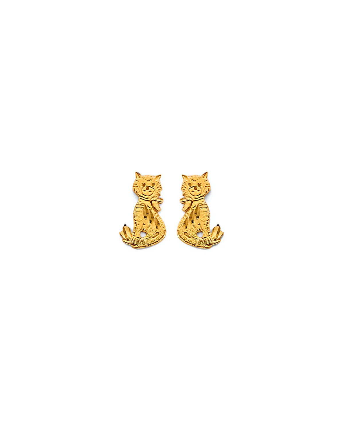 14K Yellow Gold Cat Push Back Earrings (ER-2088)