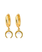 14K Yellow Gold Crescent Moon Huggies Earrings (ER-2109)