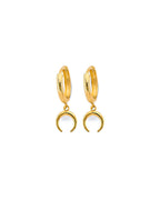 14K Yellow Gold Crescent Moon Huggies Earrings (ER-2109)