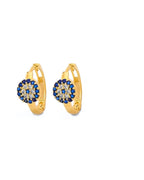14K Yellow Gold CZ Evil Eye Huggies Earrings (ER-2112)