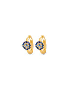 14K Yellow Gold CZ Evil Eye Huggies Earrings (ER-2112)