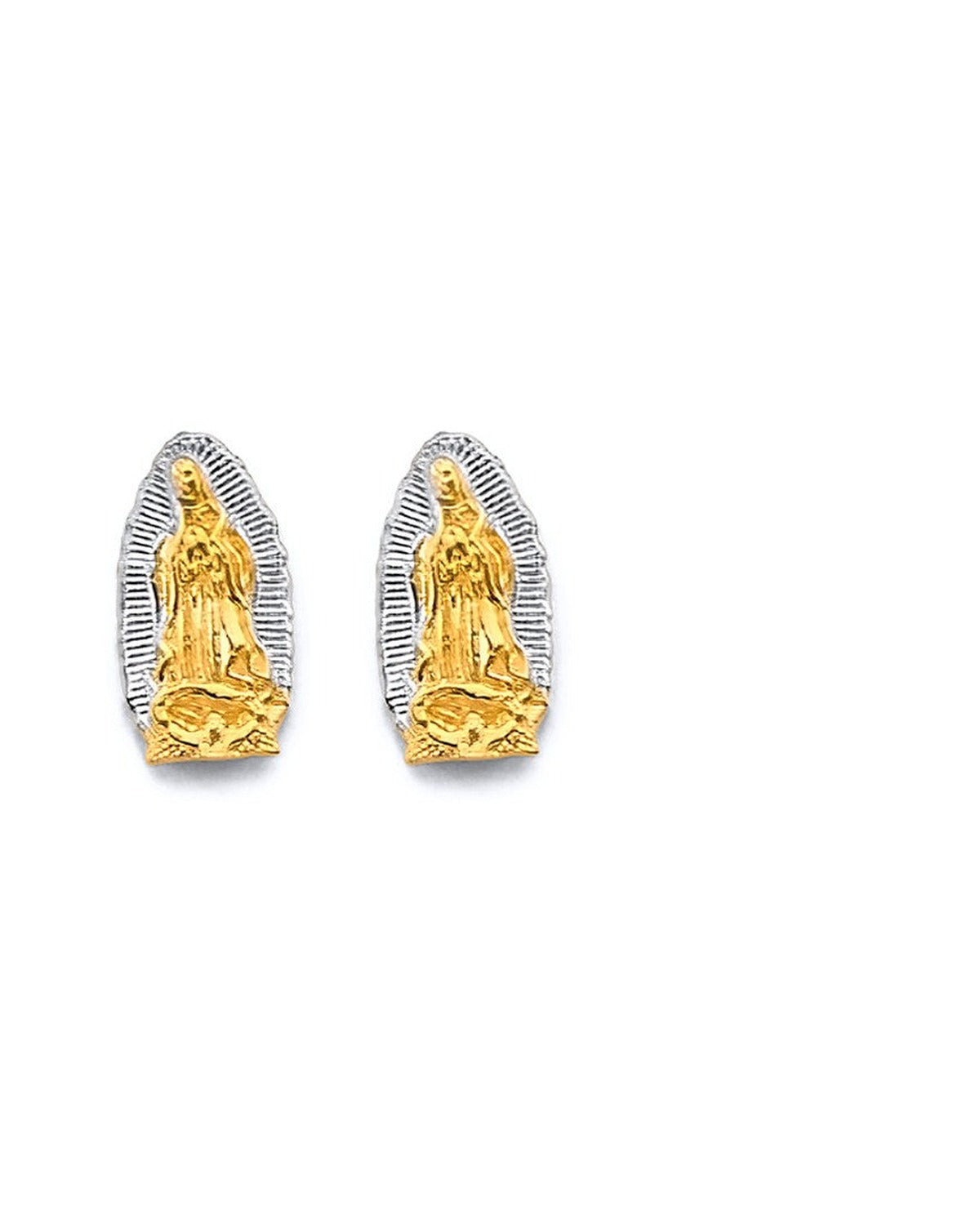 14K Two-Tone Gold 2T Guadalupe Push Back Earrings (ER-2121)