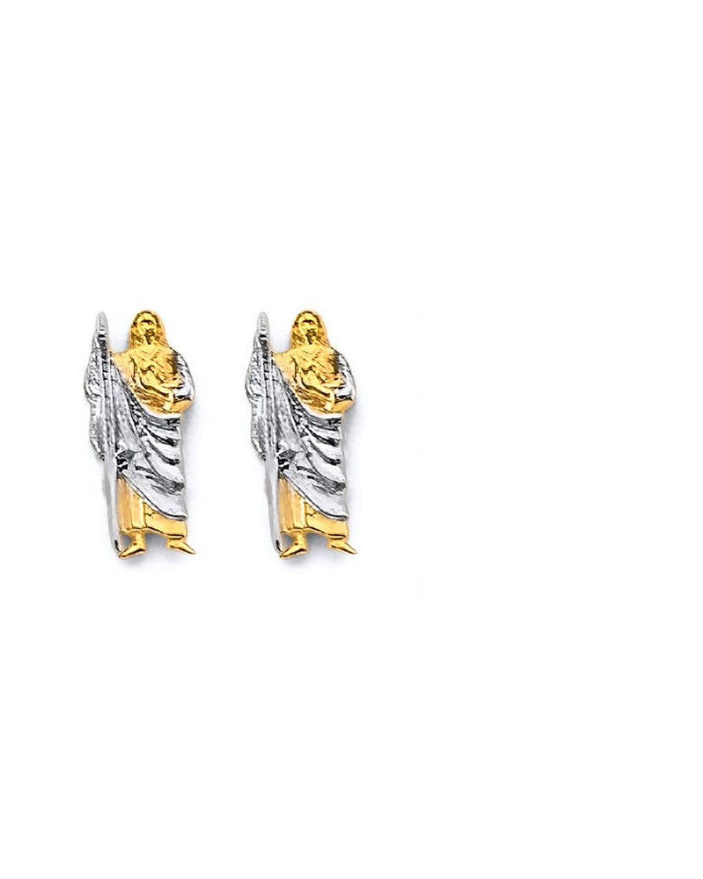 14K Two-Tone Gold 2T Small St. Jude Push Back Earrings (ER-2122)
