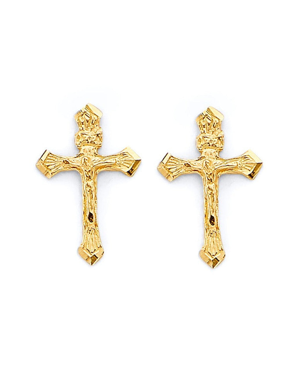 14K Yellow Gold Crucufix Push Back Earrings (ER-2128)