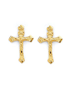 14K Yellow Gold Crucufix Push Back Earrings (ER-2128)