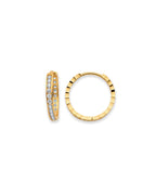 14K Yellow Gold Side DC CZ Huggies Earrings (ER-2132)