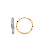 14K Yellow Gold Side DC CZ Huggies Earrings (ER-2133)