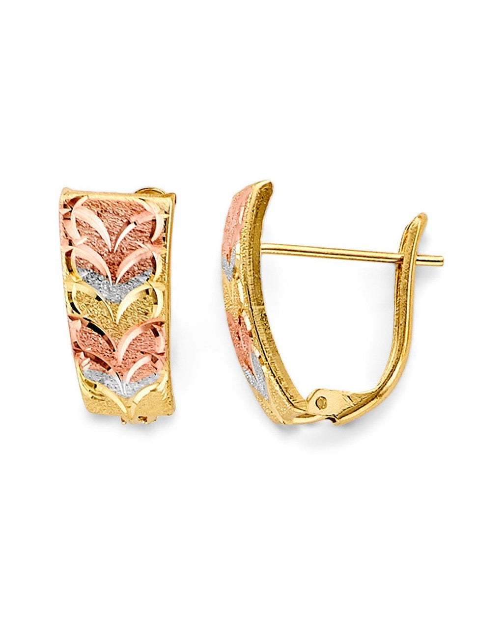 14K Tri-Color Gold 3C Half Huggies Earrings (ER-2135)