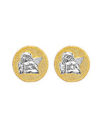 14K Two-Tone Gold 2T Angel Push Back Earrings (ER-2140)