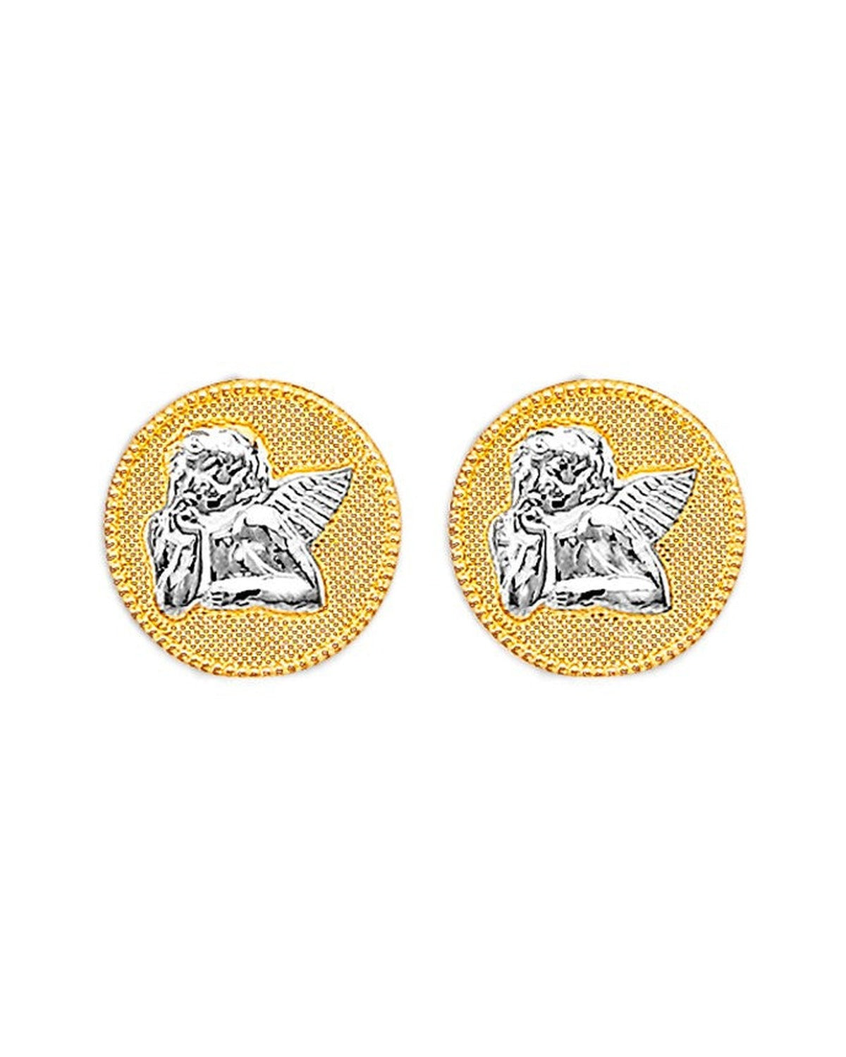 14K Two-Tone Gold 2T Angel Push Back Earrings (ER-2140)