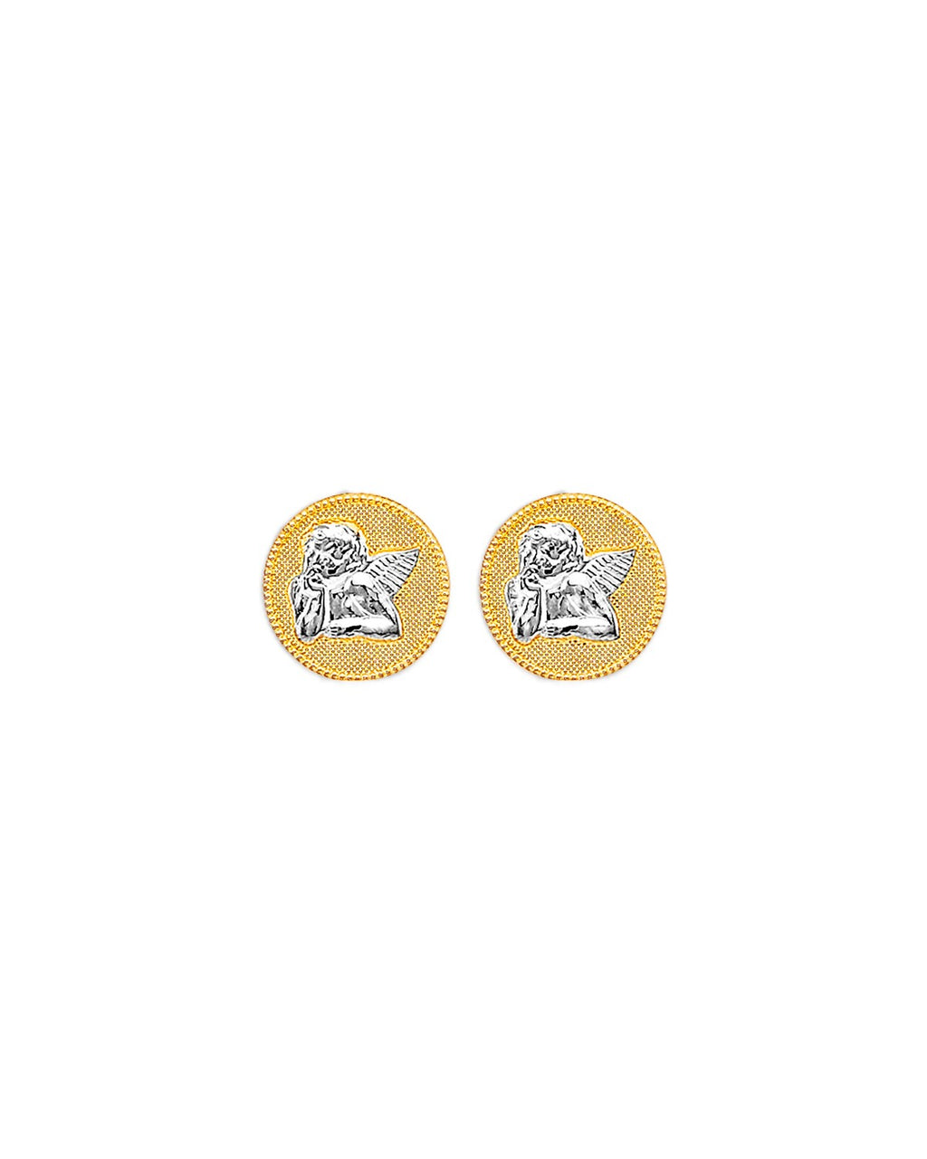 14K Two-Tone Gold 2T Angel Push Back Earrings (ER-2140)