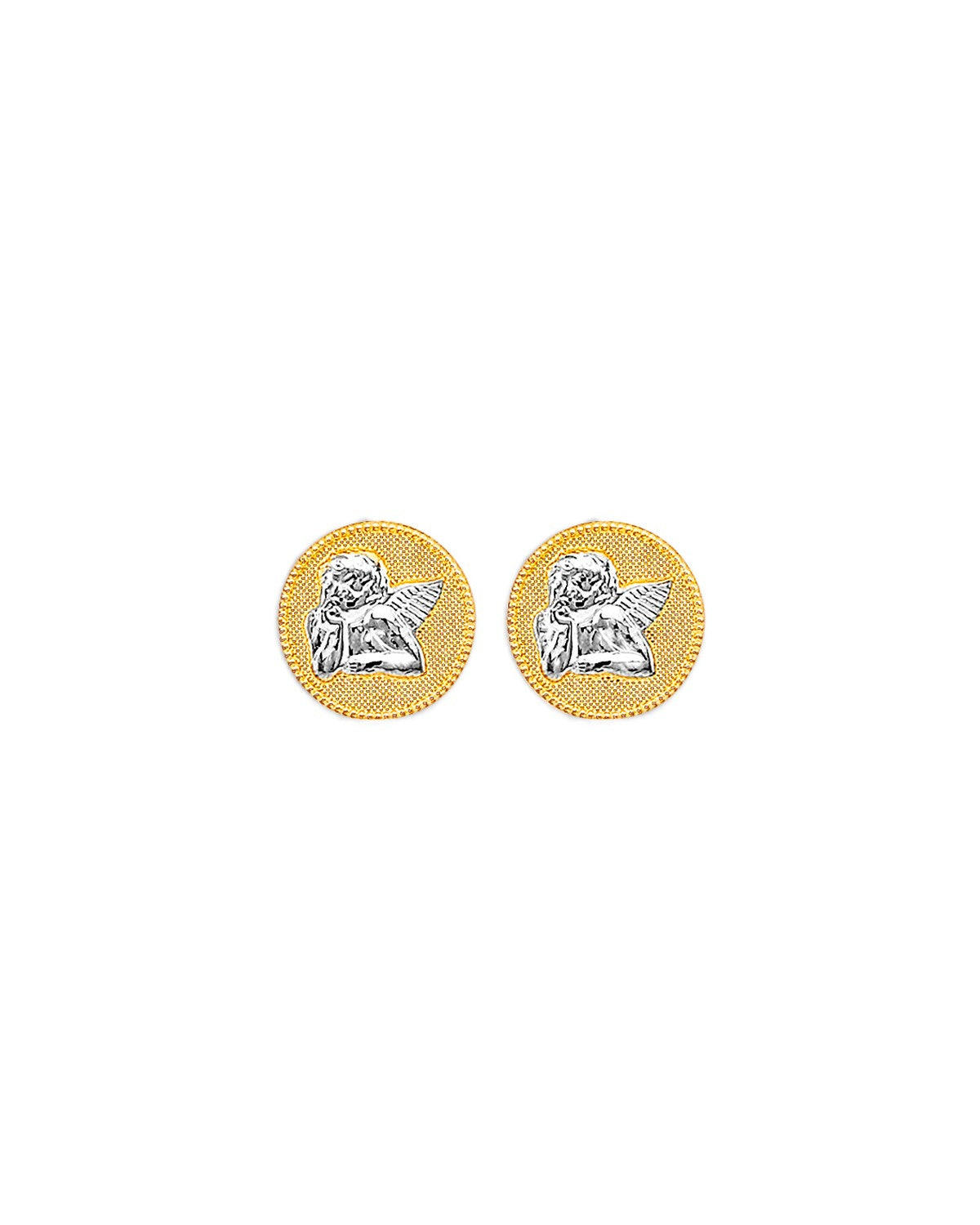 14K Two-Tone Gold 2T Angel Push Back Earrings (ER-2140)