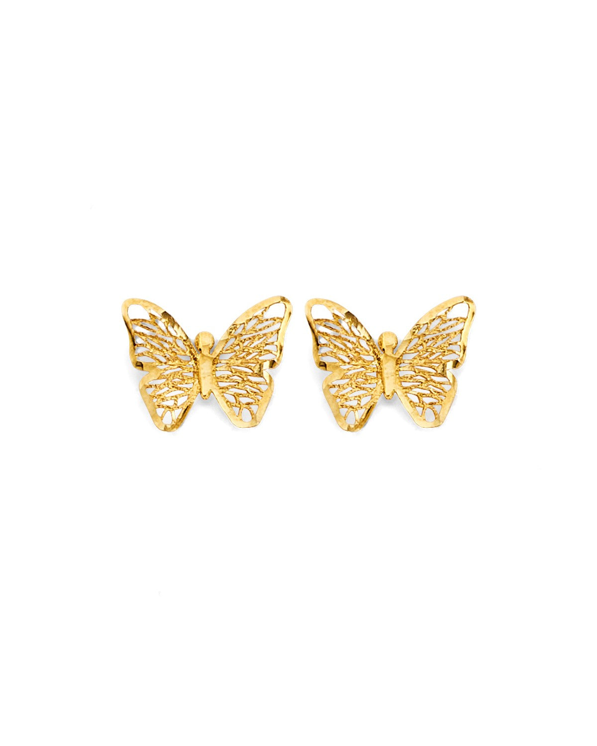 14K Yellow Gold Butterfly Push Back Earrings (ER-2159)