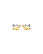 14K Two-Tone Gold 2T CZ Bee Push Back Earrings (ER-2161)