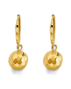 14K Yellow Gold Hanging Ball Huggies Earrings (ER-2182)