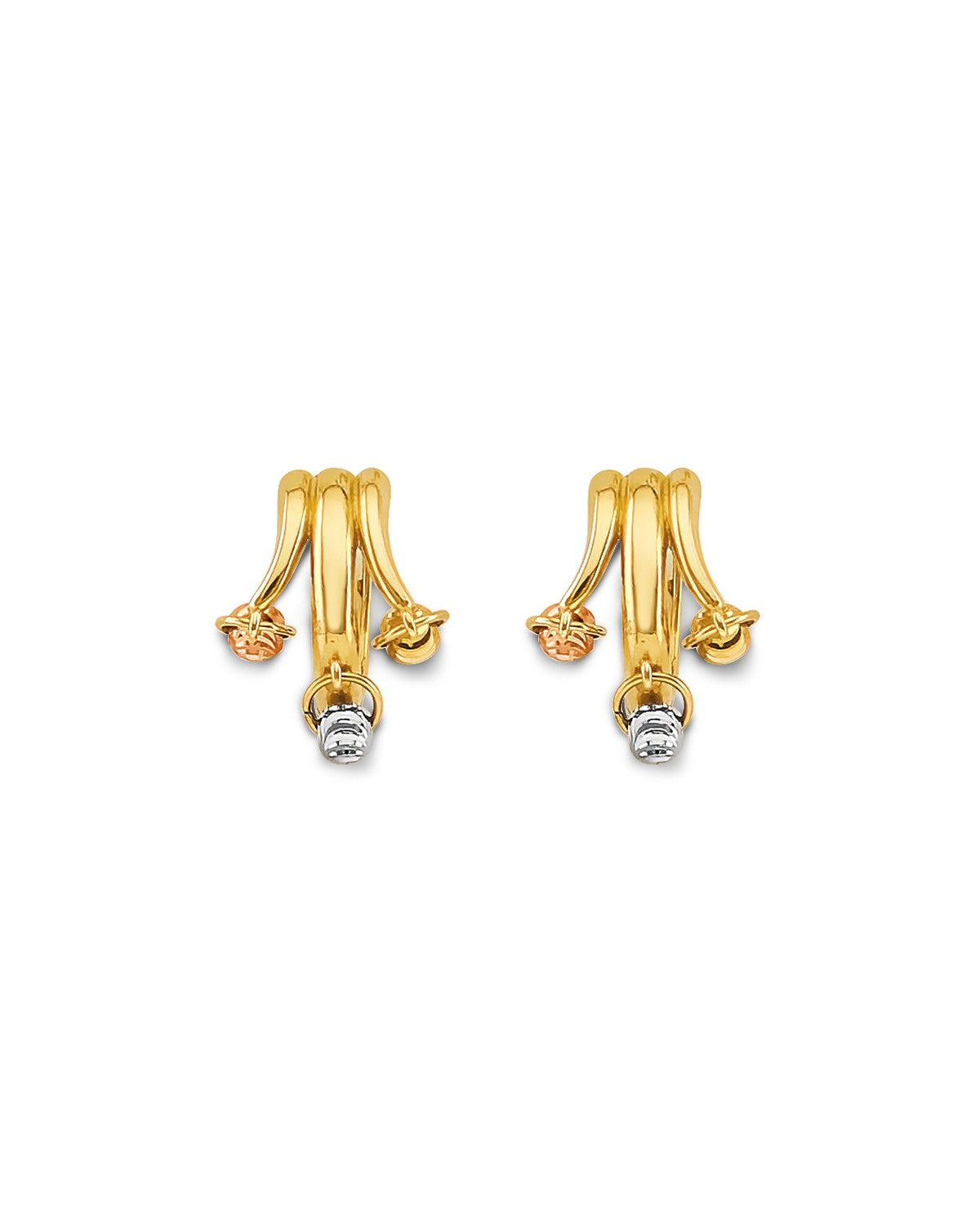 14K Tri-Color Gold 3C Huggies Earrings (ER-2184)