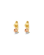 14K Tri-Color Gold 3C Heart Huggies Earrings (ER-2185)