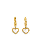 14K Yellow Gold Bead Heart Huggies Earrings (ER-2186)