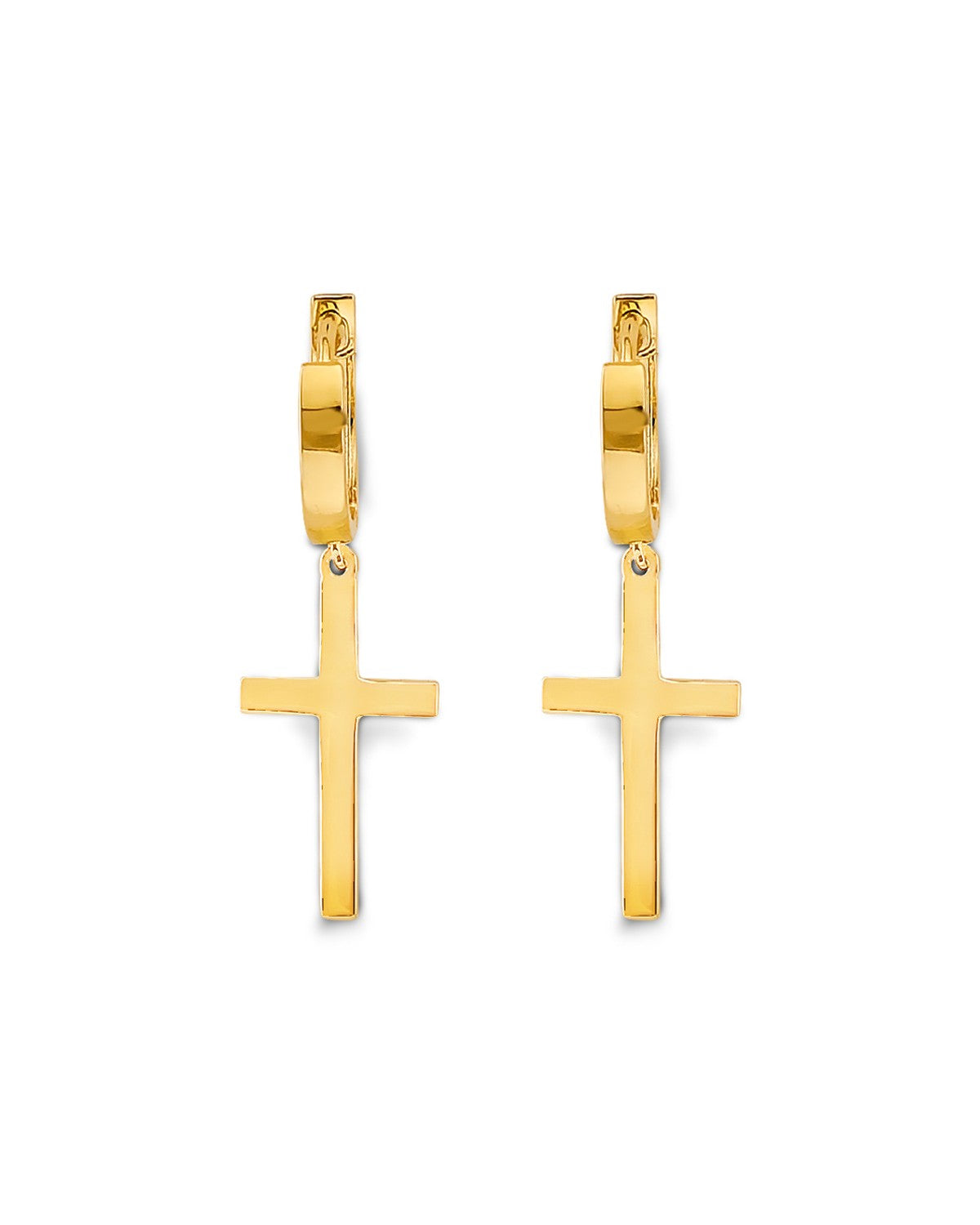 14K Yellow Gold Cross Huggies Earrings (ER-2189)