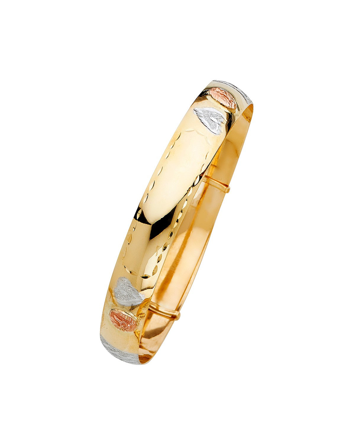 14K Tri-Color Gold 3C Adjustable Bangle (GL-0082)