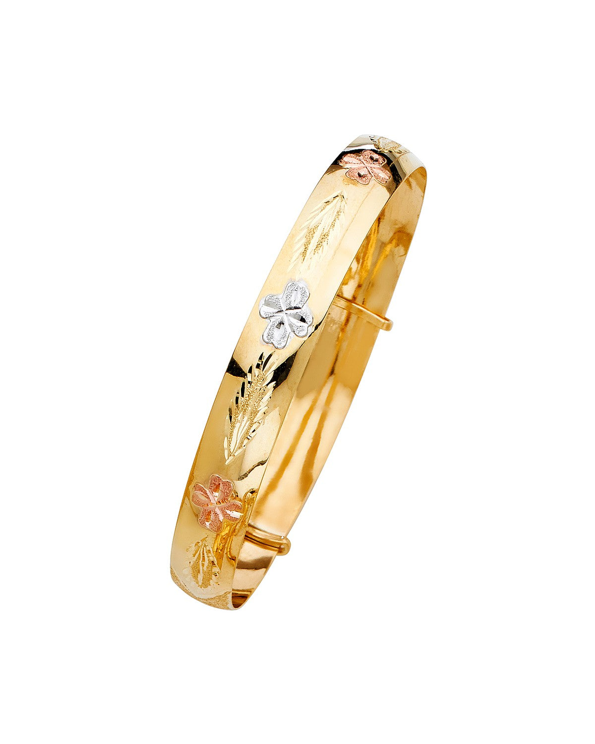 14K Tri-Color Gold 3C Adjustable Bangle (GL-0083)
