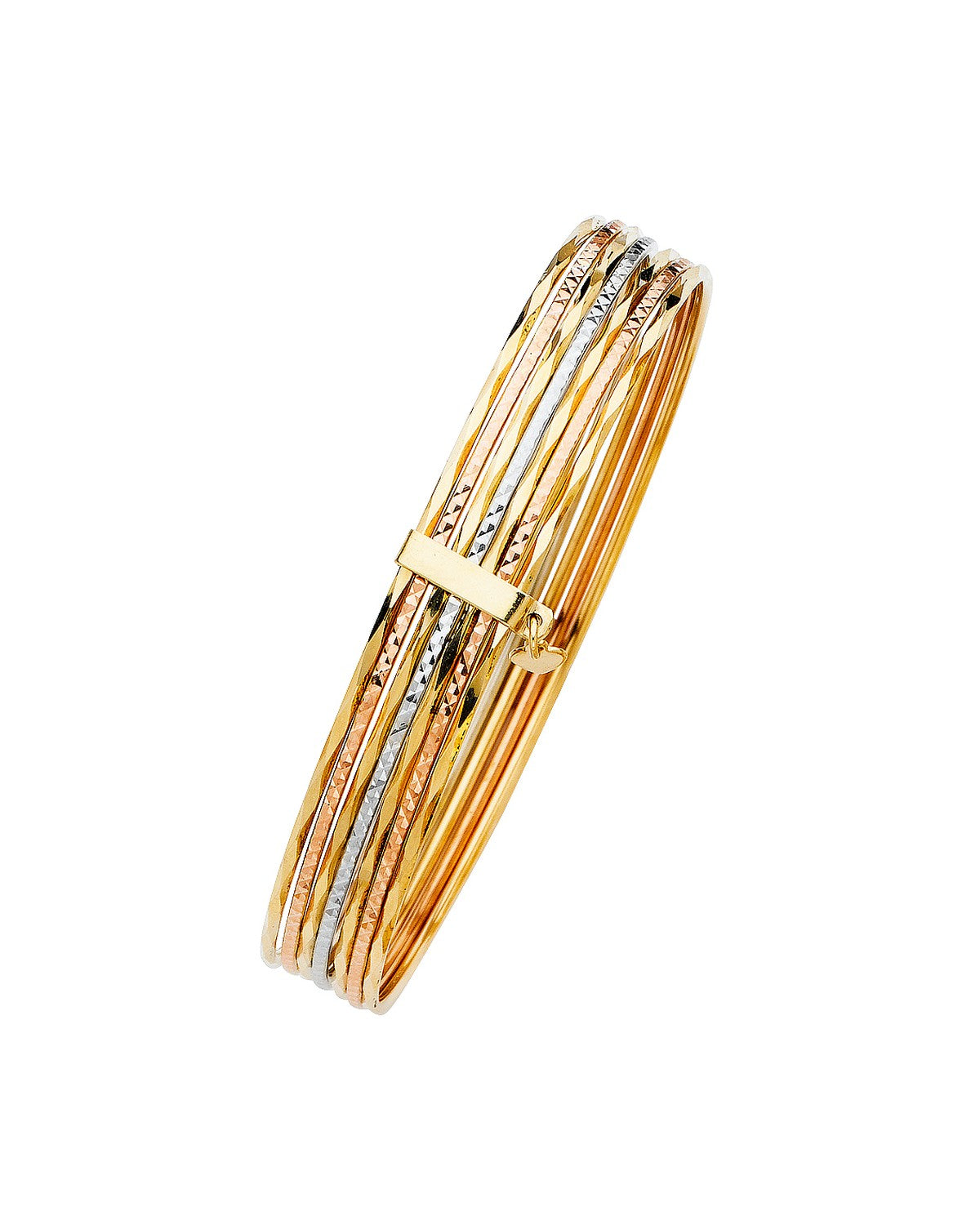 14K Yellow Gold 3C 7Days Solid Bangle (GL-0126)