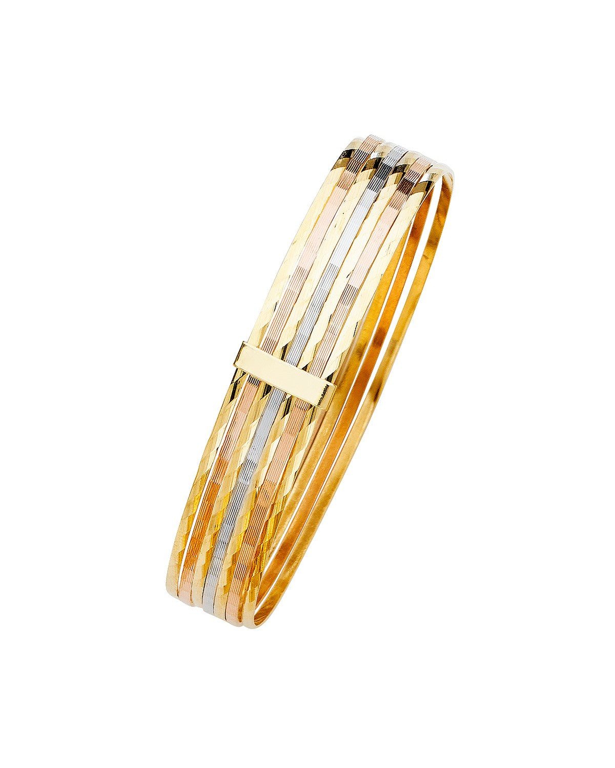 14K Yellow Gold 3C 7Days Solid Bangle (GL-0127)