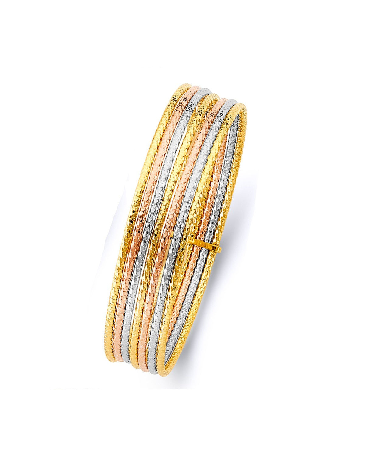 14K Yellow Gold 3C 7Days Hollow Bangle (GL-0145)