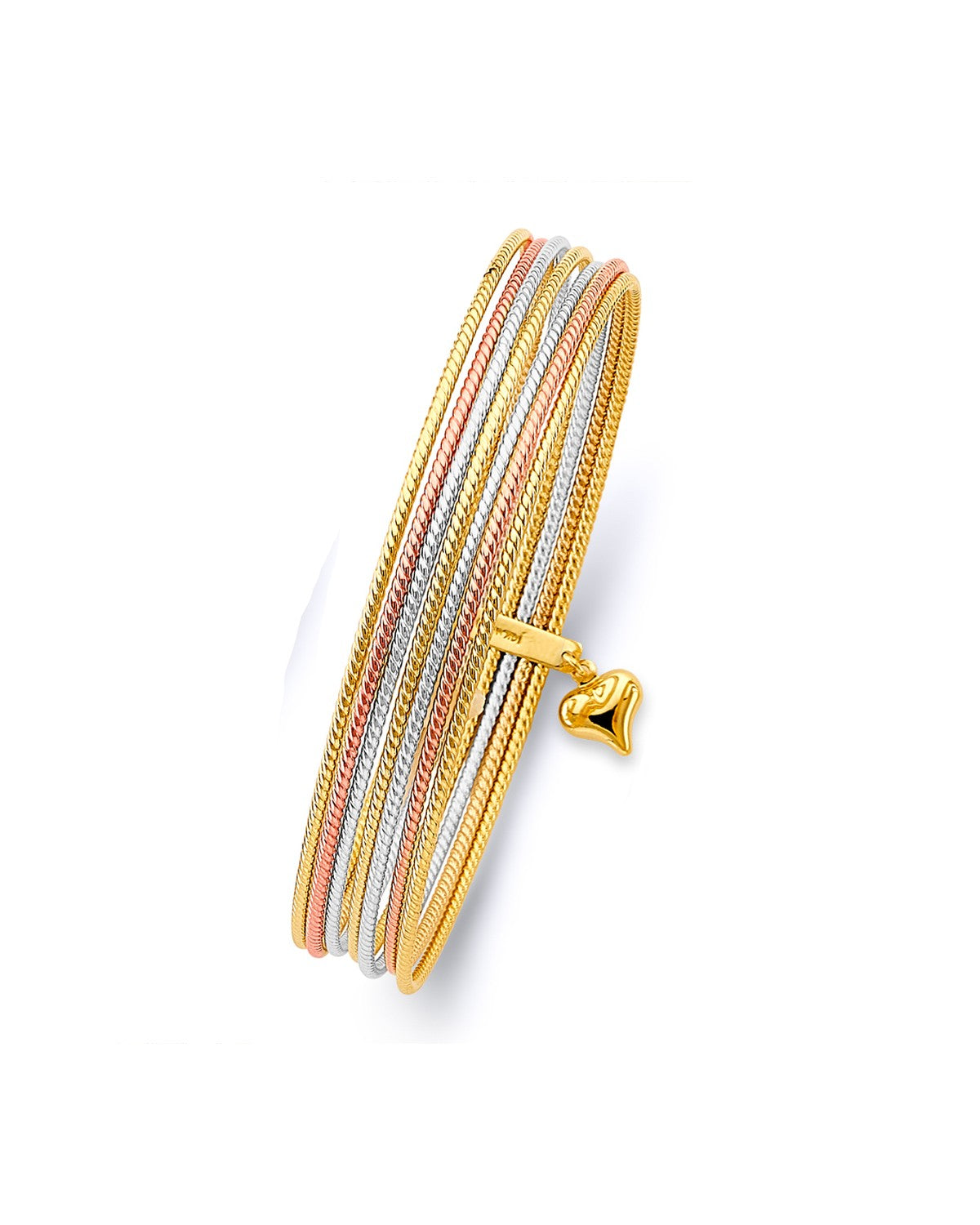 14K Yellow Gold 3C 7Days Hollow Bangle (GL-0146)