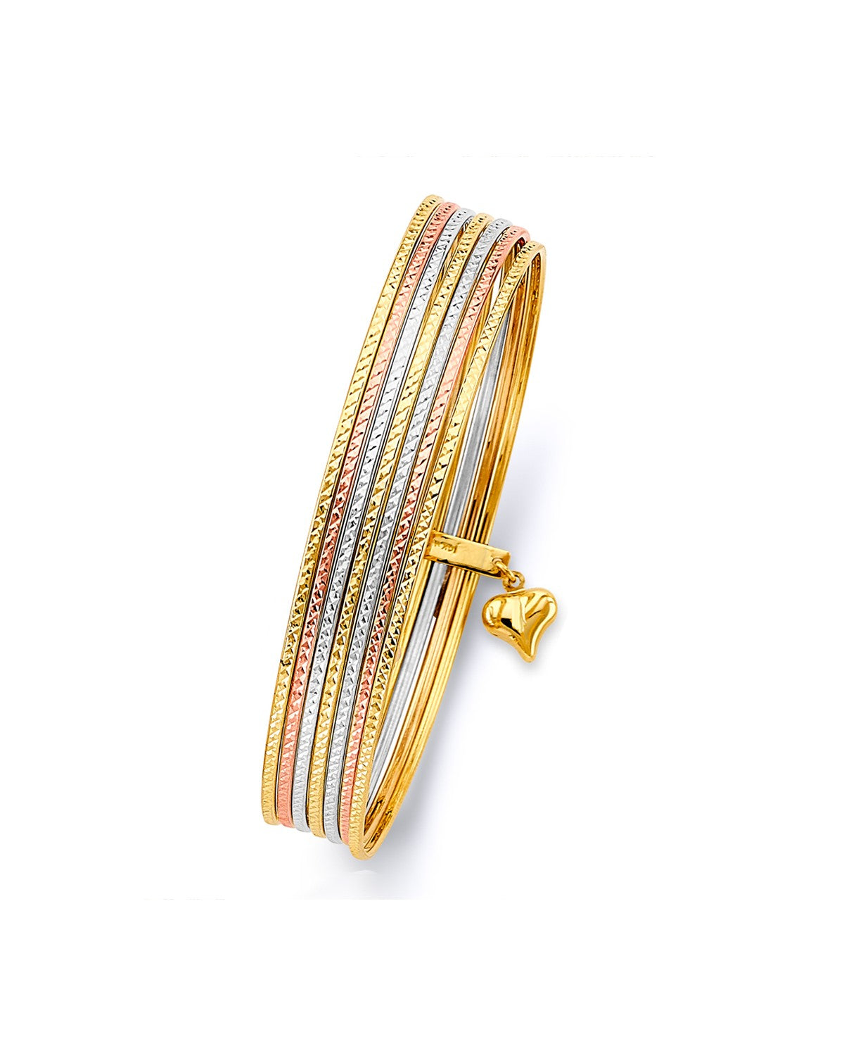14K Yellow Gold 3C 7Days Hollow Bangle (GL-0147)