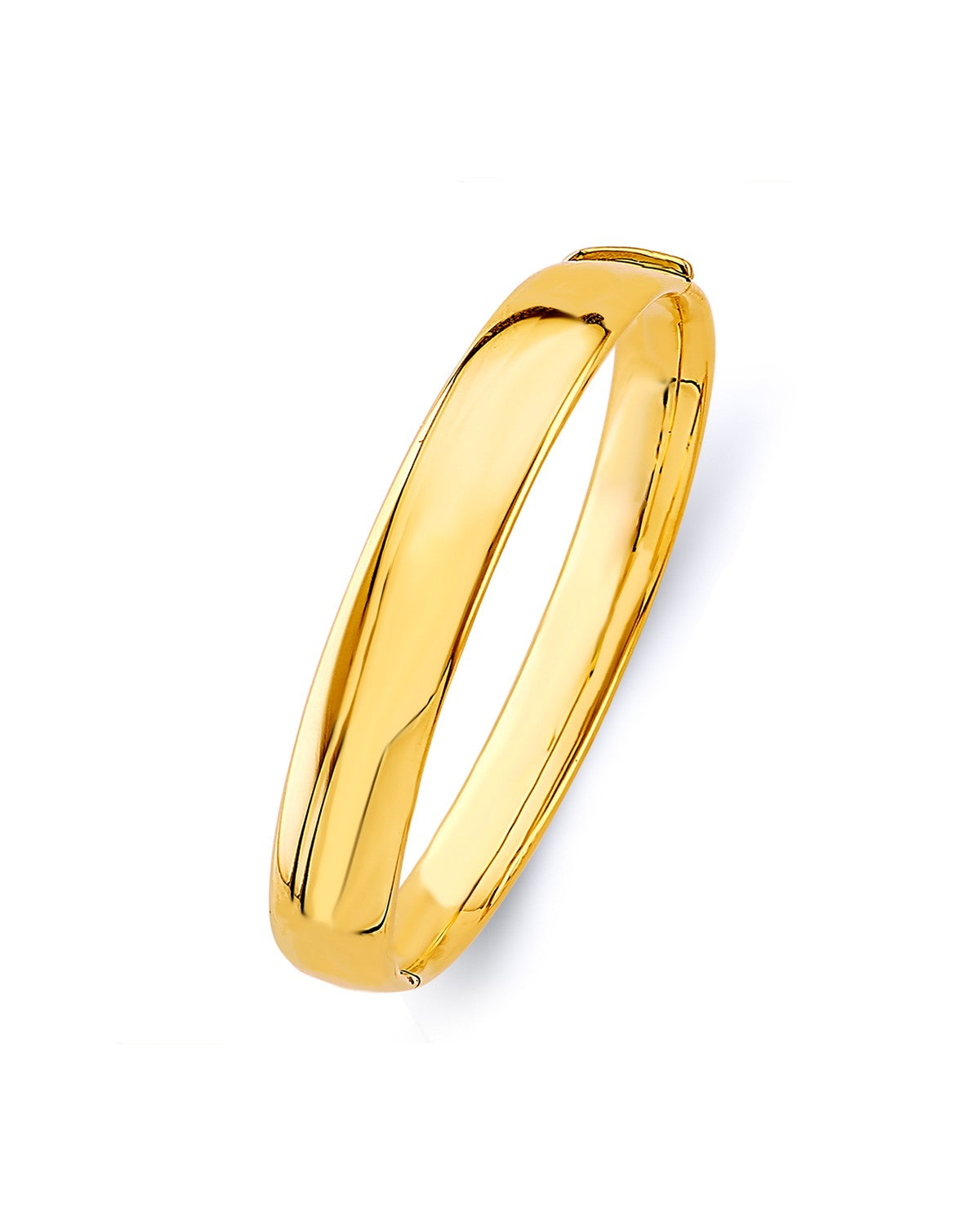 14K Yellow Gold 10mm Plain Hollow Oval Bangle (GL-0150)