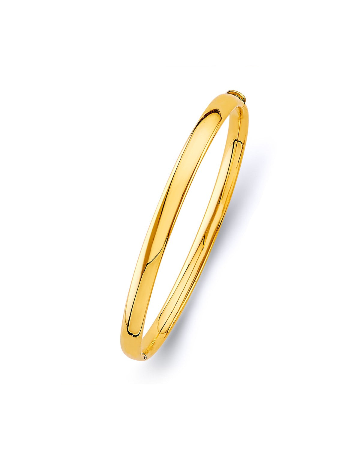 14K Yellow Gold 5mm Plain Hollow Oval Bangle (GL-0152)