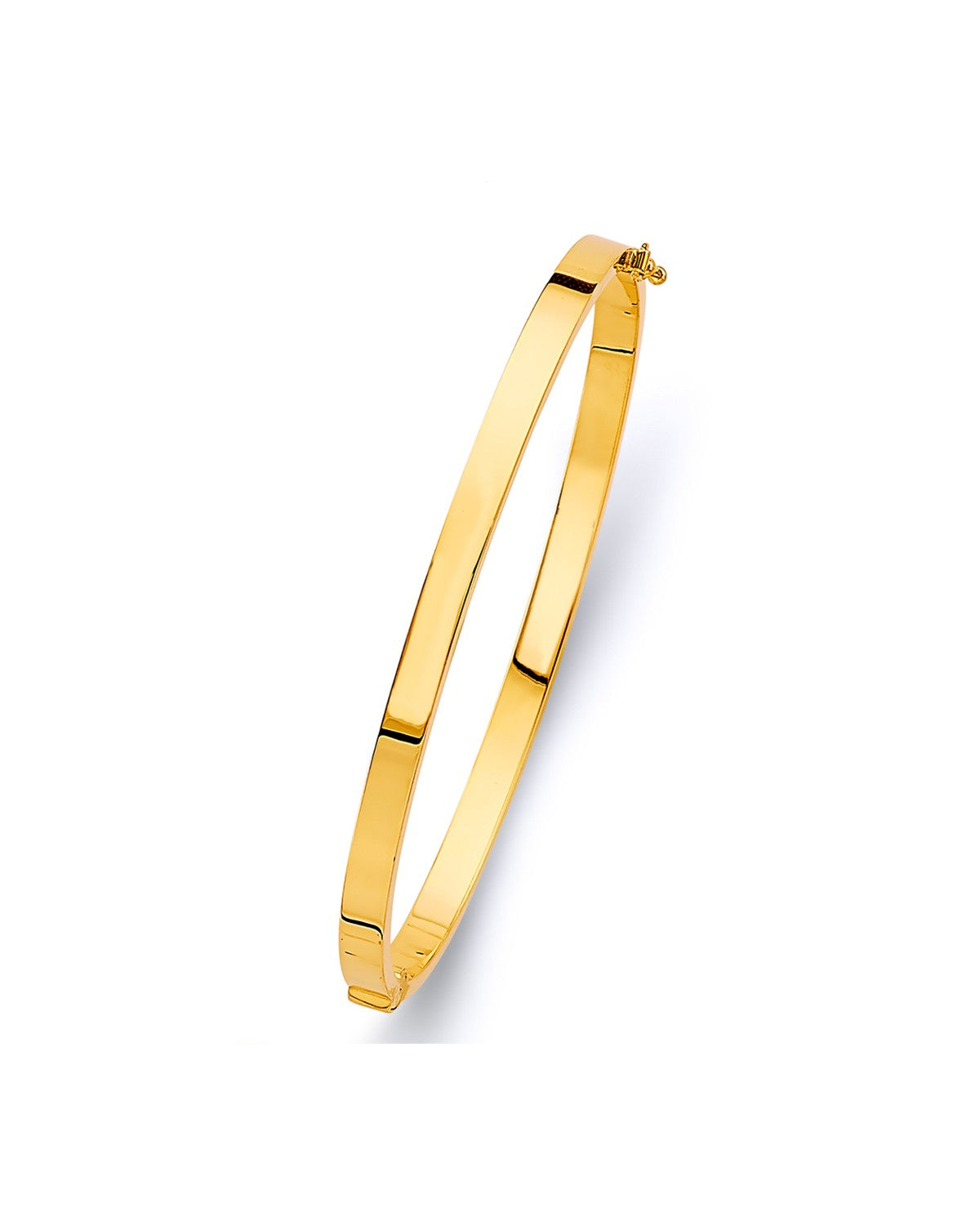 14K Yellow Gold 4mm Square Plain Hollow Oval Bangle (GL-0154)